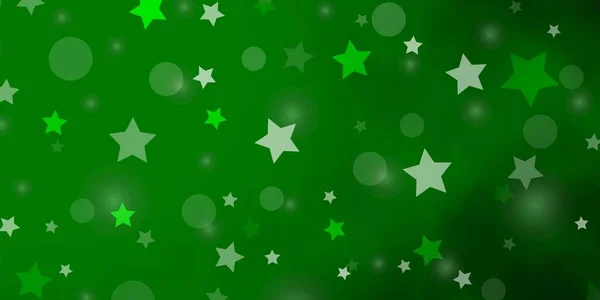 Lichtgrüne Vektorvorlage Mit Kreisen Sternen — Stockvektor