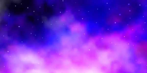 Світло Фіолетовий Рожевий Векторний Фон Маленькими Великими Зірками — стоковий вектор