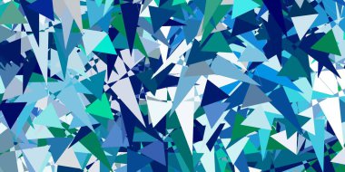 Açık mavi, yeşil vektör arkaplan üçgenli, çizgili. Renkli soyut üçgenli web materyali çizimi. Reklamlar için şablon.