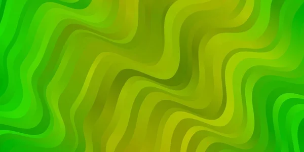 Hellgrüner Gelber Vektorhintergrund Mit Gebogenen Linien Abstrakte Illustration Mit Steigungsbögen — Stockvektor