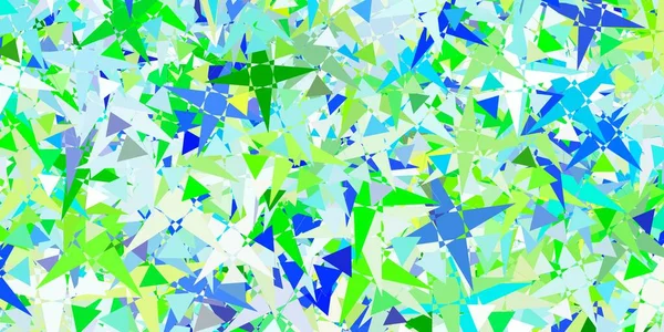 浅蓝色 带三角形的绿色矢量背景 三角形形状 具有抽象风格的彩色渐变 精子的开始设计 — 图库矢量图片