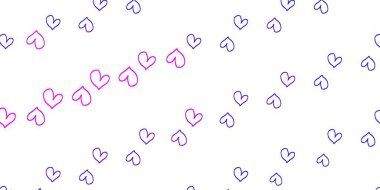 Açık pembe, tatlı kalpli mavi vektör arkaplan. Kutlama tarzında kalpleri olan güzel renkli illüstrasyon. Yıldönümü reklamın için tasarım.