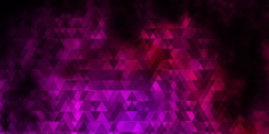 Çizgileri ve üçgenleri olan koyu pembe vektör arkaplan. Basit bir şekilde üçgenli renkli bir çizim. Broşürler, broşürler için desen