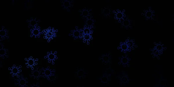 Fondo Vector Azul Oscuro Con Símbolos Covid Coloridos Símbolos Enfermedades — Vector de stock