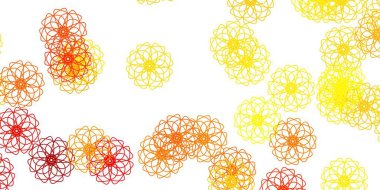 Açık sarı vektör karalama arkaplanı çiçeklerle. Soyut renkli çiçekli gradyan çizimi. Kadınlar için gündüz terfisi.