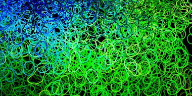 Koyu mavi, yeşil vektör arkaplan ve kaotik şekiller. Basit gradyan şekilli renkli bir çizim. Web siteniz için basit illüstrasyon.