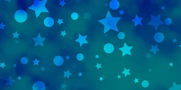Hellblaues Vektormuster Mit Kreisen Sternen Illustration Mit Bunten Abstrakten Kugeln — Stockvektor