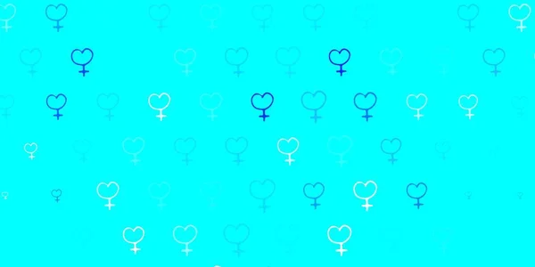 Heller Blauer Vektorhintergrund Mit Frauenpower Symbolen Illustration Mit Zeichen Weiblicher — Stockvektor