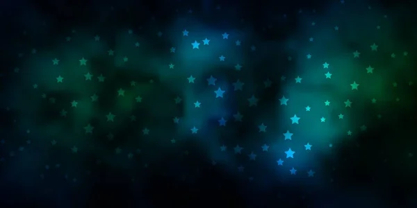Azul Oscuro Textura Vectorial Verde Con Hermosas Estrellas Ilustración Colorida — Vector de stock