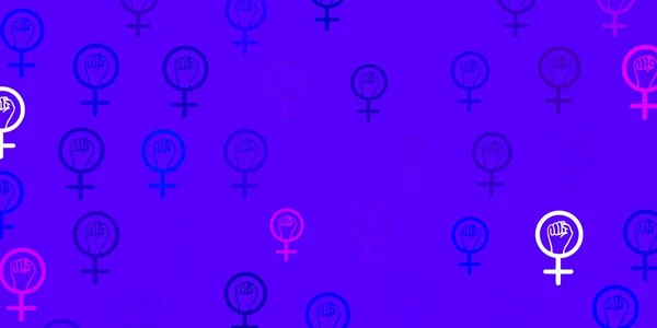 Rosa Claro Patrón Vectorial Azul Con Elementos Feministas Coloridos Símbolos — Archivo Imágenes Vectoriales