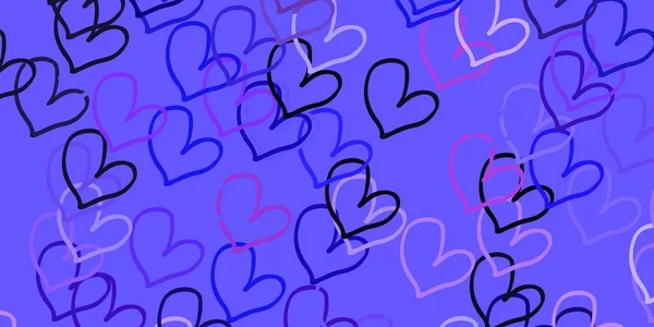 Light Purple Vector Pattern Colorful Hearts Illustration Hearts Love Concept — Stock Vector