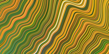 Açık mavi, sarı çizgili vektör arkaplan. Kavisli çizgilerden oluşan parlak bir illüstrasyon. Tasarımınız için tamamen yeni bir şablon.