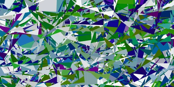 浅蓝色 绿色矢量纹理与随机三角形 带有抽象的彩色三角形形状的说明 登陆页材料 — 图库矢量图片