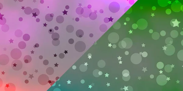 Modèle Vectoriel Avec Cercles Étoiles Illustration Colorée Avec Points Dégradés — Image vectorielle