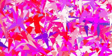 Açık Mor, çokgen şekilli pembe vektör deseni. Renkli soyut üçgenli web materyali çizimi. İniş sayfaları.