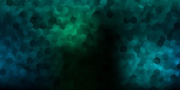 Fondo Azul Oscuro Vector Verde Con Lote Hexágonos Extremos Hexágonos — Vector de stock