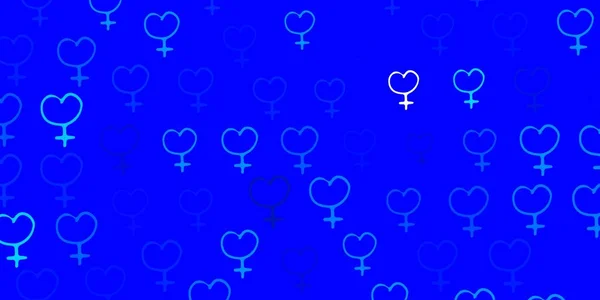 Patrón Vectorial Azul Claro Con Elementos Feministas Diseño Simple Estilo — Archivo Imágenes Vectoriales