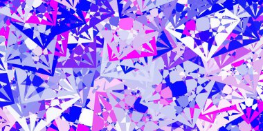 Açık pembe, üçgenli mavi vektör arkaplan. Modern tarzda üçgen şekilli akıllı soyut çizimler. İniş sayfaları.