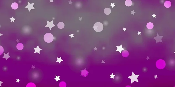 Светло Фиолетовая Розовая Векторная Текстура Кругами Звездами — стоковый вектор