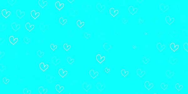 Ljusblå Grön Vektortextur Med Härliga Hjärtan Abstrakt Illustration Med Skildring — Stock vektor