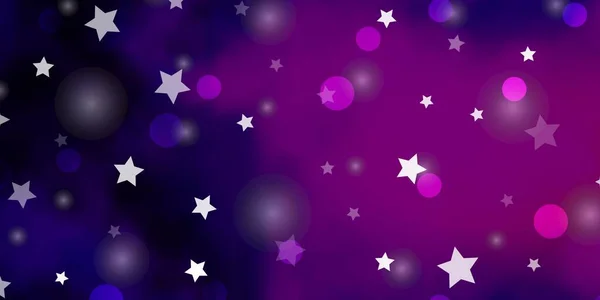 Patrón Vectorial Púrpura Oscuro Con Círculos Estrellas — Vector de stock