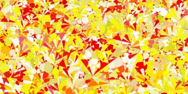 Açık yeşil, kırmızı vektör arkaplan ve çokgen formlar. Üçgen şekilli, şekilli muhteşem soyut çizimler. Duvar kağıtları için desen.