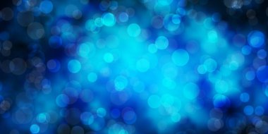 Daireli koyu mavi vektör arkaplan. Renkli damlaları olan soyut parlak bir illüstrasyon. İş ilanları için şablon.