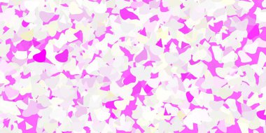 Açık pembe, Memphis şekilli sarı vektör dokusu. Basit bir şekilde gradyan olan renkli soyut biçimler. Reklamlarınız için modern tasarım.