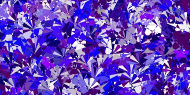 Açık pembe, rastgele üçgenli mavi vektör dokusu. Üçgen şekilleri soyut bir şekilde renk değişimine sahiptir. Reklamlar için şablon.