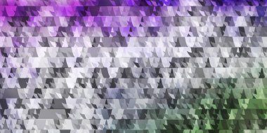 Açık pembe, çizgileri ve üçgenleri olan yeşil vektör arkaplan. Renkli üçgenli modern gradyan çizimi. Duvar kağıtları için şablon.