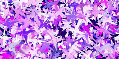 Açık Mor, çokgen formlu pembe vektör arkaplan. Modern tarzda üçgen şekilli akıllı soyut çizimler. Duvar kağıtları için desen.