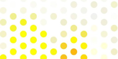 Disklerle açık sarı vektör dokusu. Doğa tarzında renkli noktaları olan soyut illüstrasyon. Broşürler, broşürler için desen.