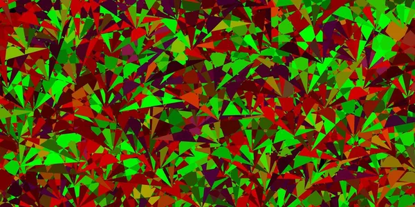 Verde Oscuro Fondo Vector Rojo Con Triángulos Ilustración Abstracta Inteligente — Vector de stock