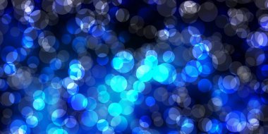 Lekeli koyu mavi vektör arkaplan. Renkli çember şekilli modern soyut illüstrasyon. Broşürler, broşürler için desen.