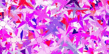 Açık Mor, üçgenli pembe vektör arkaplan. Soyut renkli üçgen şekilli illüstrasyon. Duvar kağıtlarınız için tasarım.