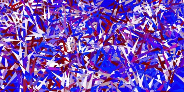 Açık mavi, kırmızı vektör arkaplan ve çokgen formlar. Soyut tarzda, üçgen ve çizgilerle basit bir tasarım. İniş sayfaları.