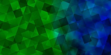 Kristalleri ve kareleri olan koyu renkli vektör şablonu. Renkli üçgenler, dikdörtgenler. Duvar kağıtları için şablon.