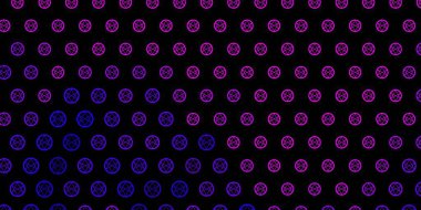 Koyu mor, ezoterik işaretli pembe vektör şablonu. Gotik eğilimli soyut illüstrasyon. Sihir için dizayn, ruhsal olaylar.