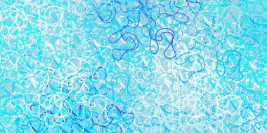 Açık mavi, eğri çizgileri olan yeşil vektör arkaplan. Renkli çizgilerle dairesel çizimler. Web siteleri, iniş sayfaları için desen.