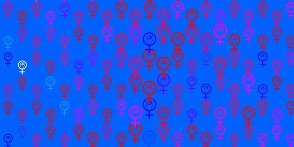 Azul Claro Fondo Vector Rojo Con Símbolos Poder Las Mujeres — Archivo Imágenes Vectoriales
