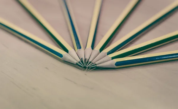 Closeup of wooden pencils on the wooden table and selective focu — Stock Photo, Image