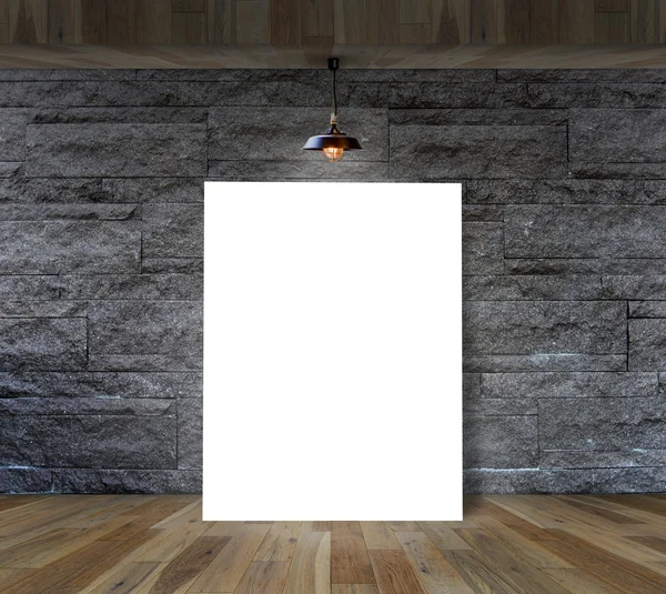 Granieten steen decoratieve bakstenen muur met lamp interieur pagina — Stockfoto