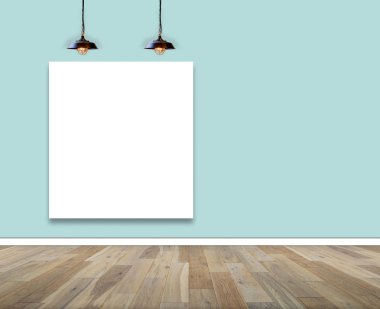 Boş oda ile tavan lambası için bilgi ilet çerçevede