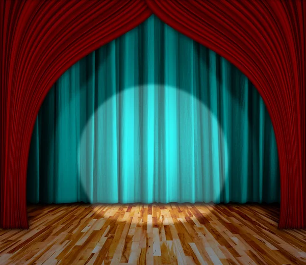 lighting on stage. curtain and wooden floor interior background