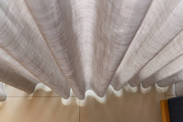 Fermé Rideaux Transparents Gris Rideau Transparent Dans Maison Chambre Confortable — Photo