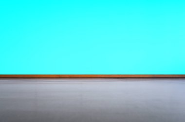 Siyah zemin ve yeşil duvar arkaplanı olan boş bir oda. Görüntü veya montaj ürünleri için boş alan.