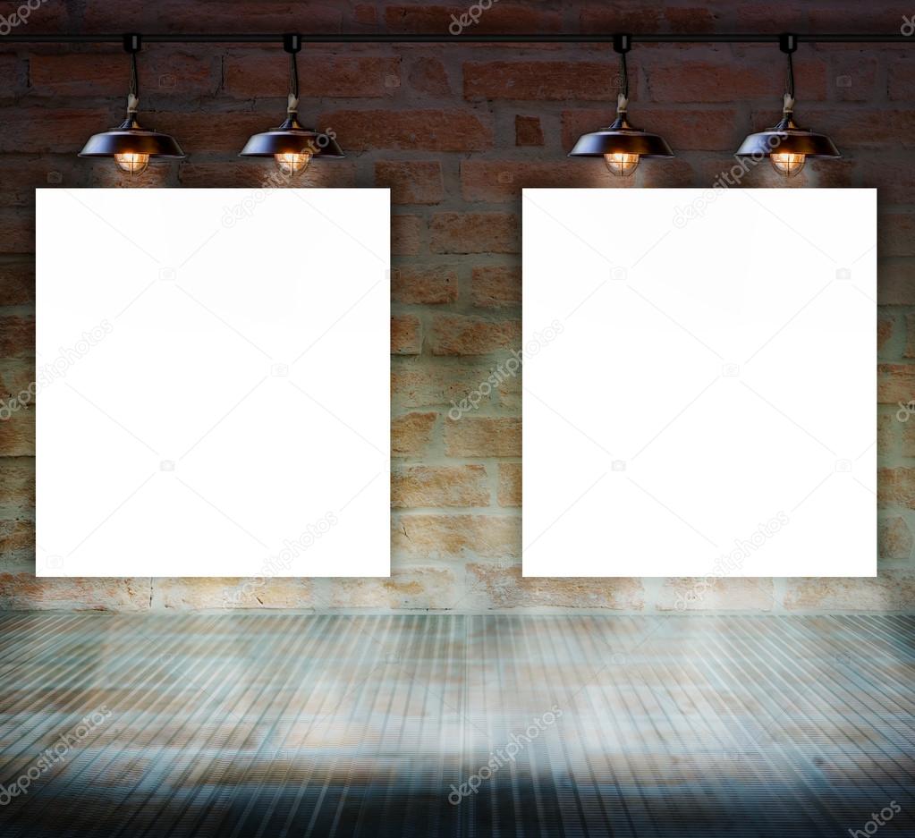 Blank frame on Brick wall with glass floor for information message