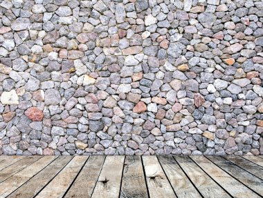 Taş duvar ahşap kat oda iç modern tarzı