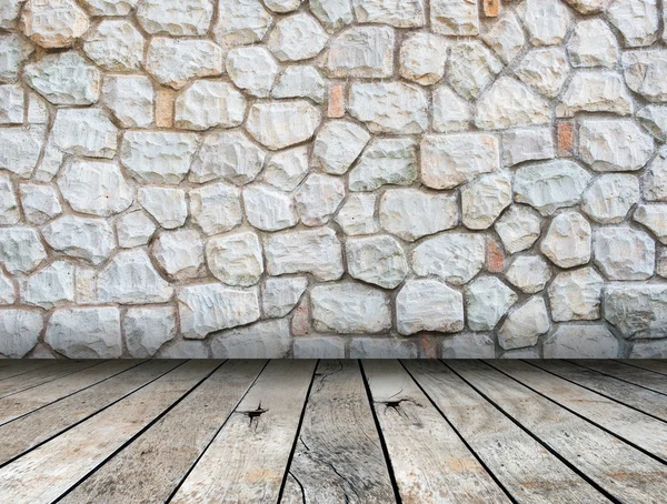 Mur en pierre sur plancher de bois Style moderne intérieur de la pièce — Photo