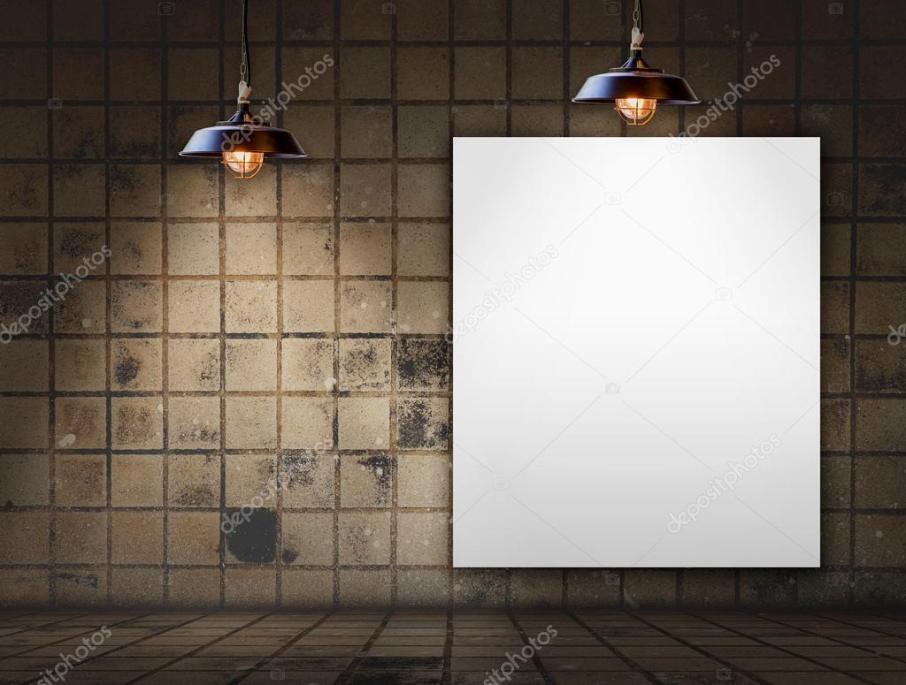 Blank frame on tile wall for information message